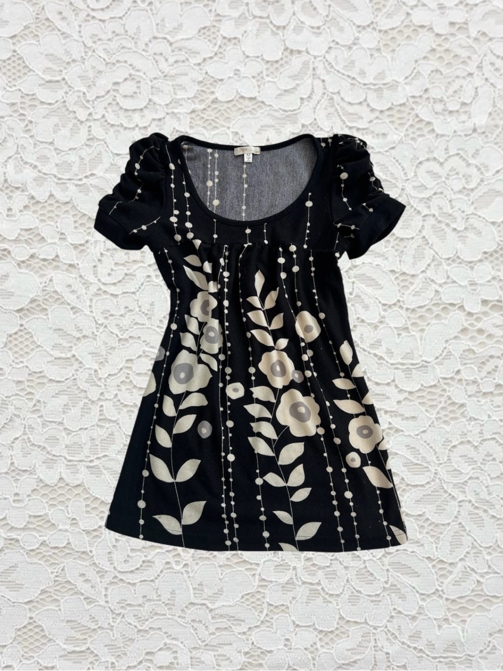 vintage y2k black floral babydoll dress/top